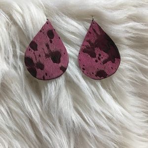 Hair on hide tear drop earrings